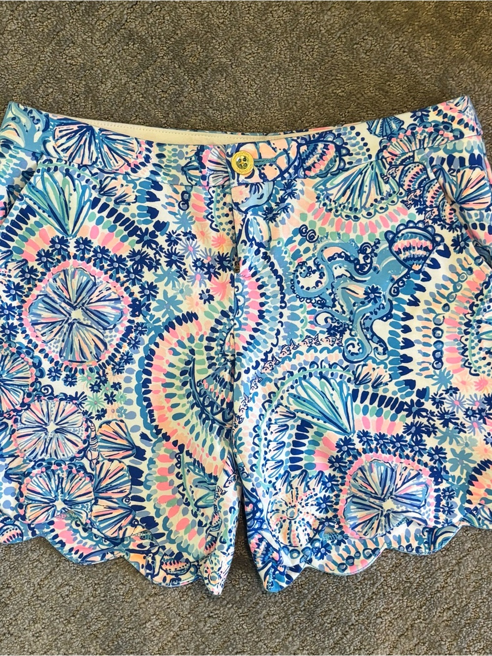 Lilly Pulitzer Scallop Hem Ocean Print Shorts Womens Size 6